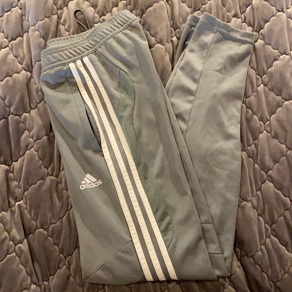 adidas grey 3 stripe pants